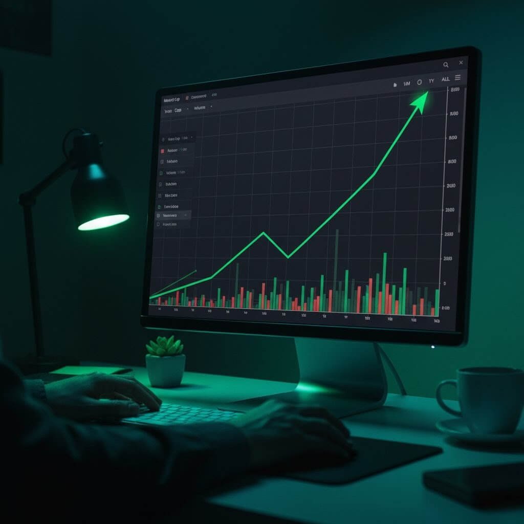 Gráfico mostrando crescimento de investimentos com pouco dinheiro.