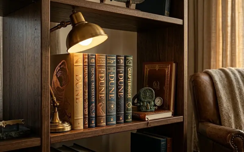 Coleção de livros da saga Duna de Frank Herbert.