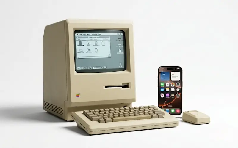 Evolução dos dispositivos na História da Apple.