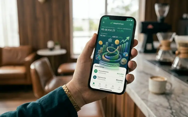 Aplicativo mobile moderno para ajudar a organizar finanças pessoais com facilidade.