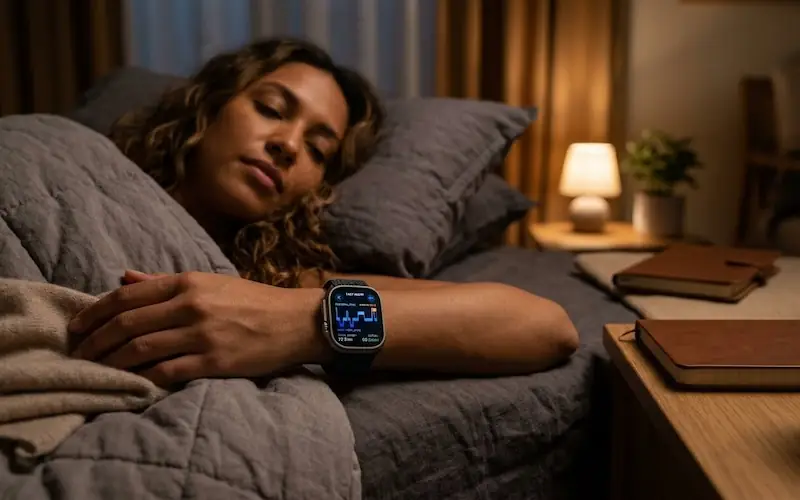 Smartwatch e dispositivos de tecnologia para monitorar como dormir melhor.