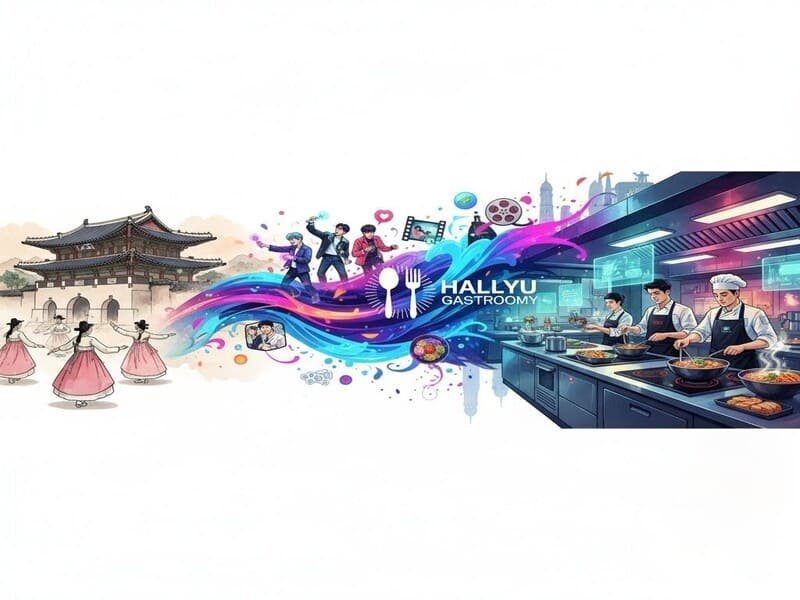 Cenário e logo do reality show coreano de culinária "Guerra Culinária" (Culinary Class Wars) na Netflix.