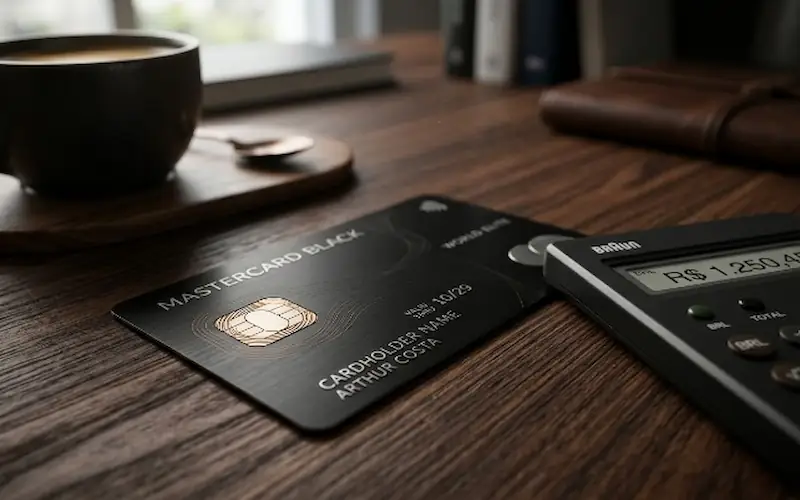 Cartão de crédito premium simbolizando erros financeiros mais comuns.
