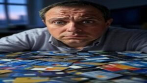 Homem com Muitos cartões de crédito Erros Financeiros