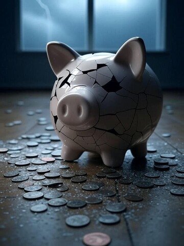 Cofrinho de Porco Rachando Evitar Erros Financeiros