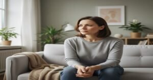 Pessoa refletindo em ambiente calmo, representando sinais de ansiedade emocional