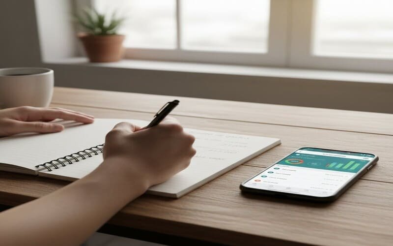 Pessoa anotando gastos diários para economizar dinheiro