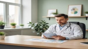 Exames médicos de rotina realizados durante consulta médica preventiva