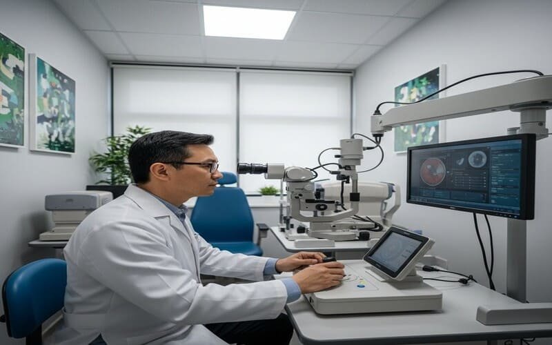 Médico especialista avaliando exames médicos