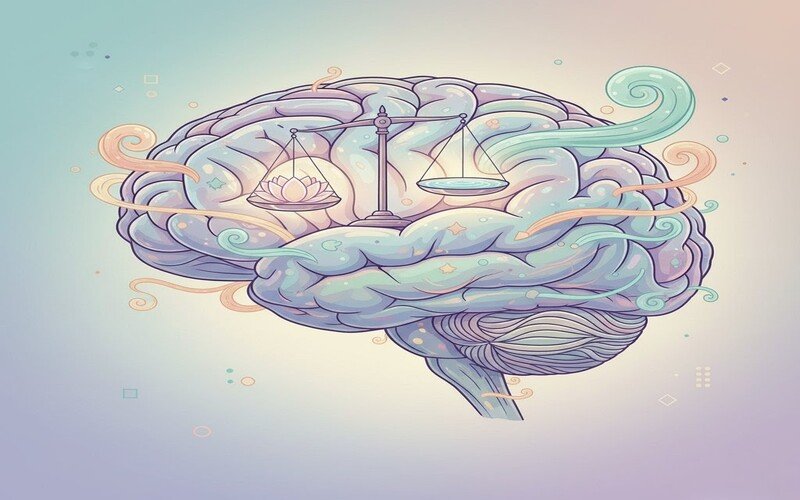 Ilustração representando o conceito de saúde mental e equilíbrio emocional