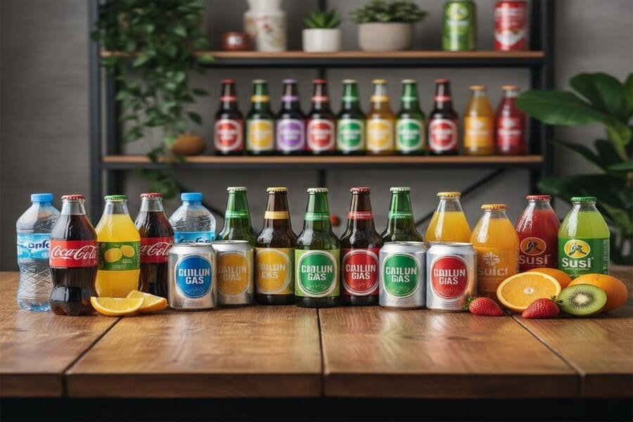 Portfólio de bebidas da AmBev: cerveja, refrigerante e água, mostrando o quão diversificada é a AmBev história.