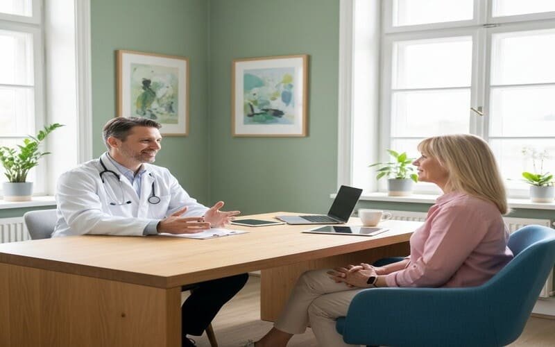 Paciente em consulta com médico clínico geral
