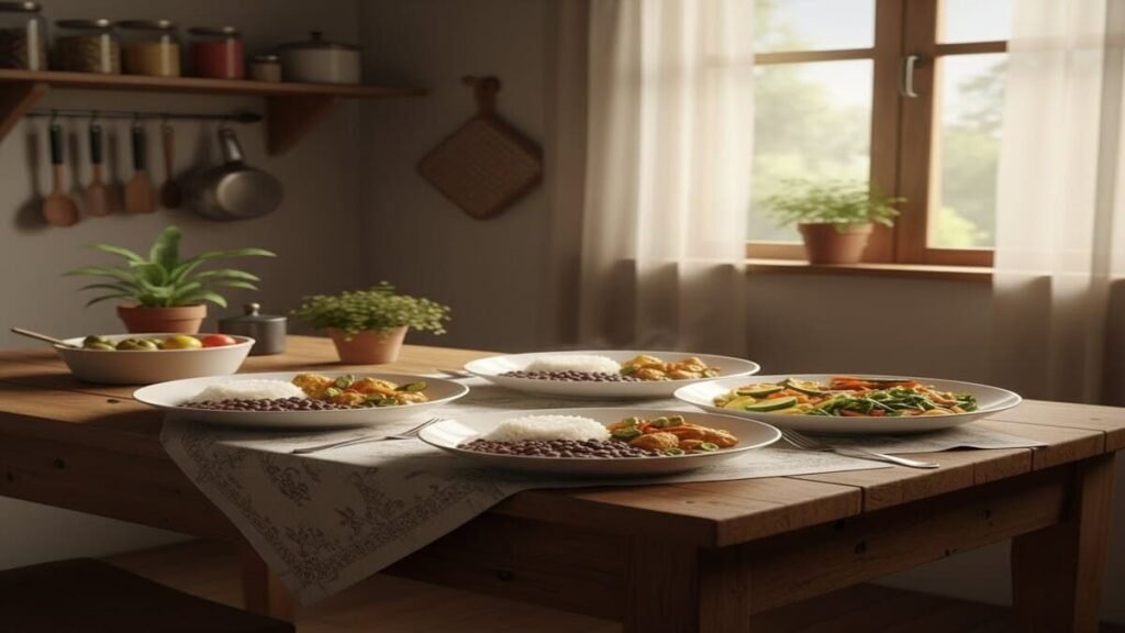 Receitas caseiras fáceis e baratas preparadas em cozinha simples