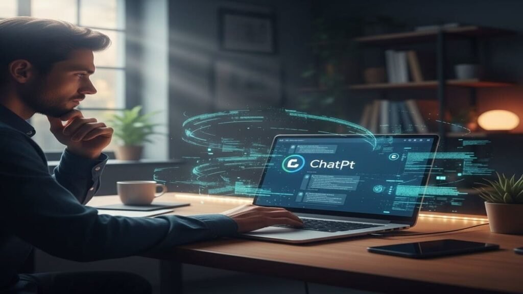 Pessoa utilizando ChatGPT para resolver problemas.