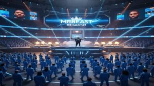 MrBeast apresentando a série Beast Games no Prime Video