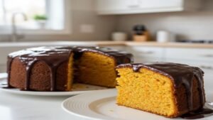 bolo de cenoura fofinho com cobertura de ganache