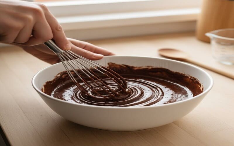 Preparo da massa de bolo de chocolate