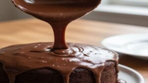 Bolo de chocolate com cobertura cremosa