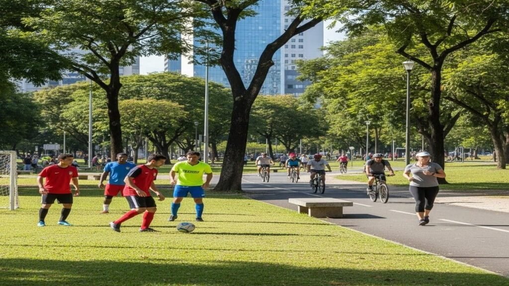 Pessoas praticando esportes e lazer ao ar livre no Brasil