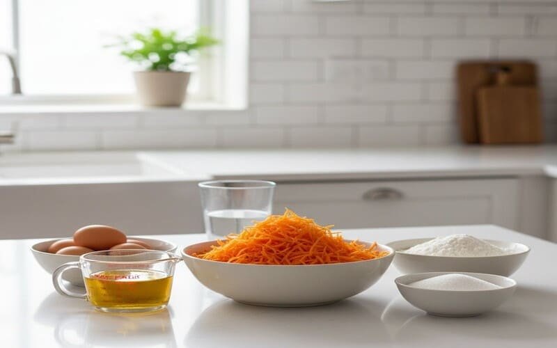Ingredientes para bolo de cenoura sem glúten