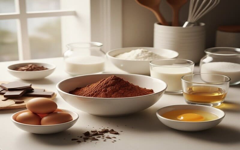 Ingredientes do bolo de chocolate caseiro