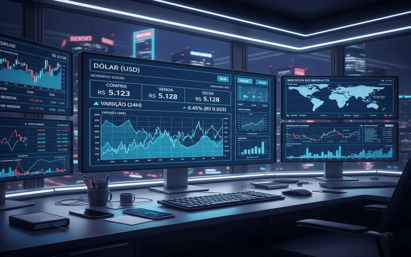 Cotação de compra e venda do dólar no mercado financeiro