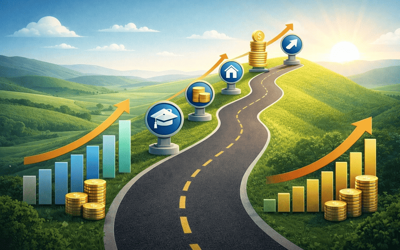 Ilustração sobre construção de estratégia de investimento de longo prazo