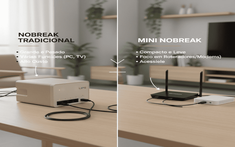 Sistema de segurança funcionando com nobreak e Wi-Fi ativo