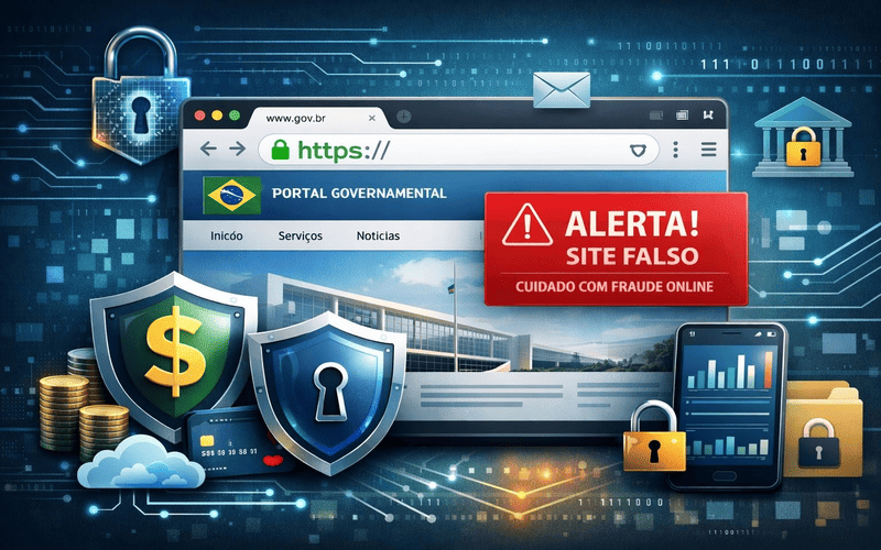 Imagem mostrando segurança digital e acesso ao site oficial do Tesouro Direto