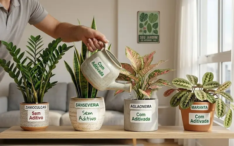 pessoa regando planta de interior em apartamento com cuidado e moderação