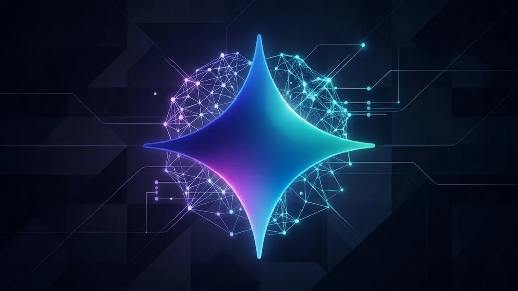 Logo do Gemini inteligência artificial criada pelo Google DeepMind com elementos visuais futuristas