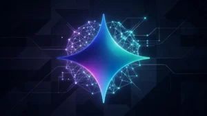 Logo do Gemini inteligência artificial criada pelo Google DeepMind com elementos visuais futuristas