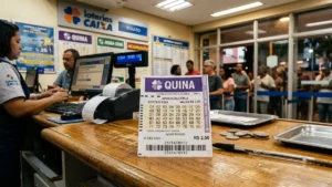 volante da Quina com números marcados em lotérica brasileira
