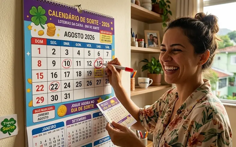 pessoa marcando datas especiais no calendário para apostar no Dia de Sorte
