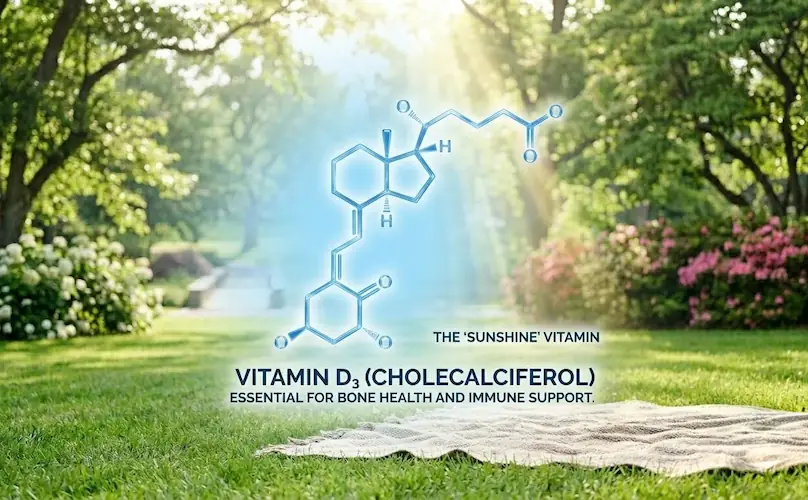 Representação visual simplificada da estrutura da Vitamina D.