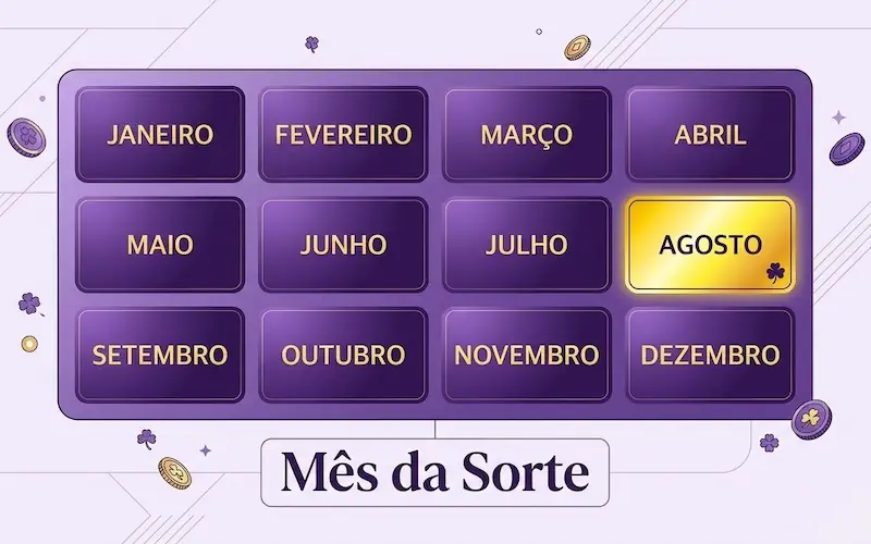 calendário com mês destacado representando o mês da sorte do Dia de Sorte